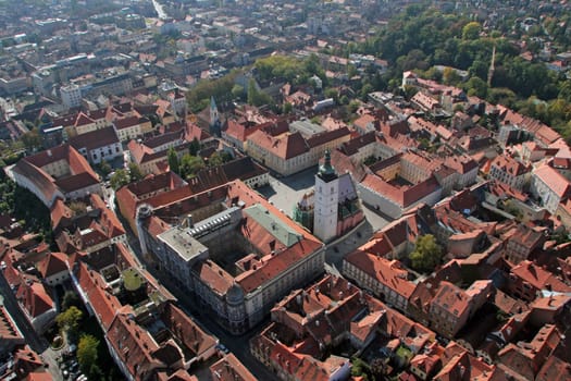 Zagreb Panorama with Church of St. Mark, Croatia
