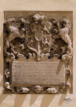 Coat of Arms in courtyard of the Velika Nedelja Castle, Slovenia