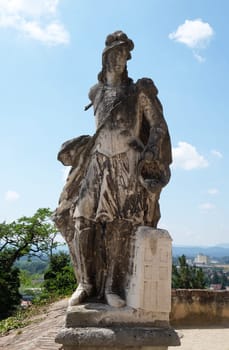 Saint Florian statue, Castle in Ptuj, town on the Drava River banks, Lower Styria Region, Slovenia