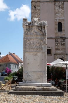 Monument of Orpheus in Slovenski Square in Ptuj, town on the Drava River banks, Lower Styria Region, Slovenia