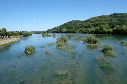 River Una on a summer day in Hrvatska Kostajnica, Croatia