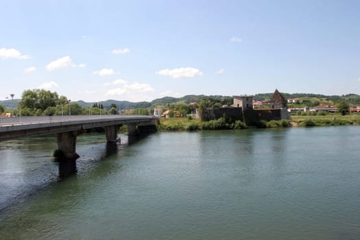 Bridge over the River Una in Hrvatska Kostajnica, Croatia