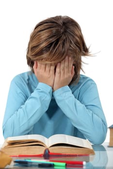 little boy tired of reading