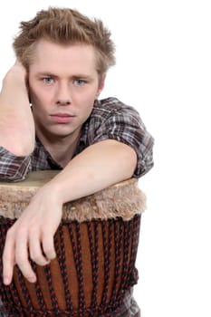 Man sat with bongo