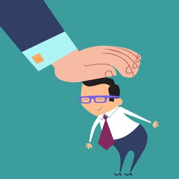 A good businessman. Boss praises subordinate office worker
