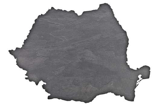 Map of Romania on dark slate