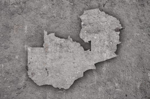Map of Zambia on weathered concrete