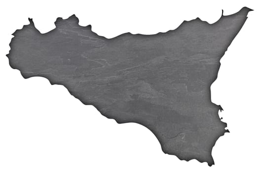 Map of Sicily on dark slate