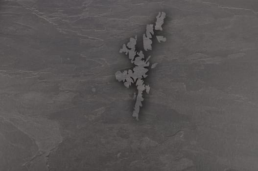 Map of Shetland Islands on dark slate