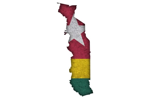Map and flag of Togo on weathered concrete