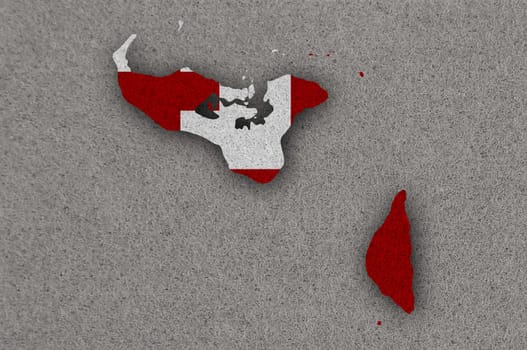 Map and flag of Tonga on felt