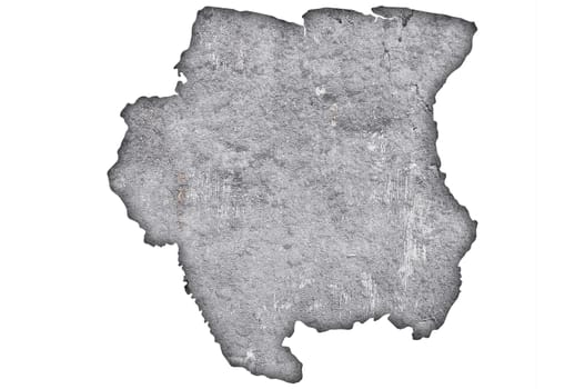 Map of Suriname on weathered concrete