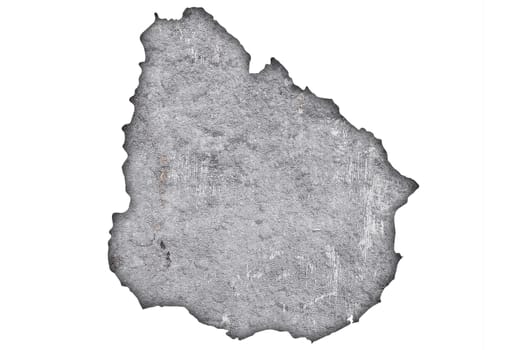 Map of Uruguay on weathered concrete