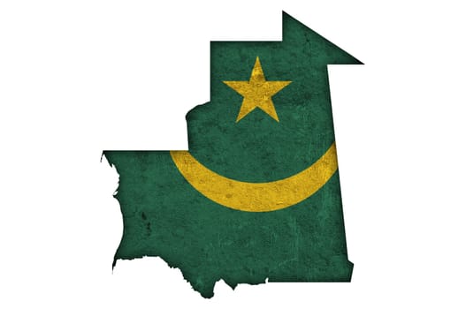 Map and flag of Mauritania on weathered concrete