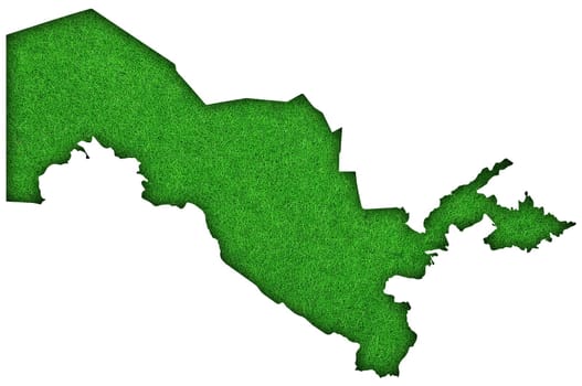 Map of Uzbekistan on green felt