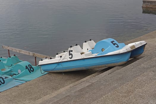 Rental pedal boat out of lake water