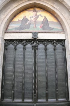 95 Disputationsthesen von Martin Luther at the Theses Door of the Schlosskirche in Wittenberg,Saxony-Anhalt