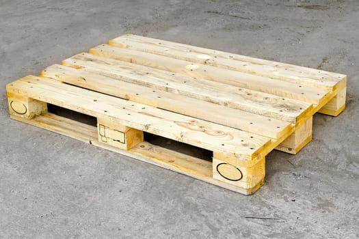 Cargo wooden euro pallet in standard dimensions.