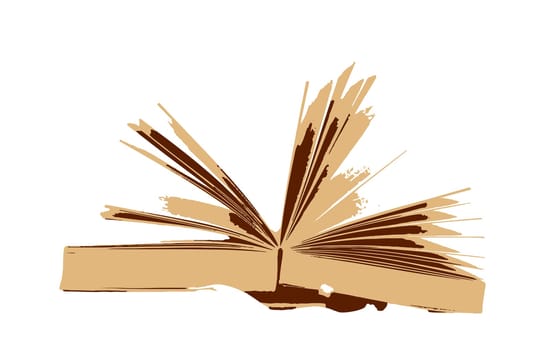 Open book isolated on white background. A book is a medium for recording information in the form of writing or images, typically composed of many pages bound together and protected by a cover