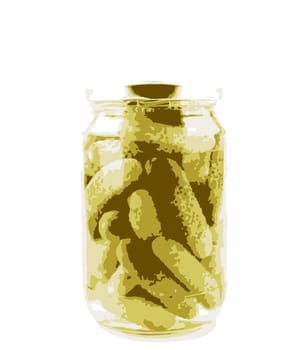 Marinated pickles isolated on a white background
