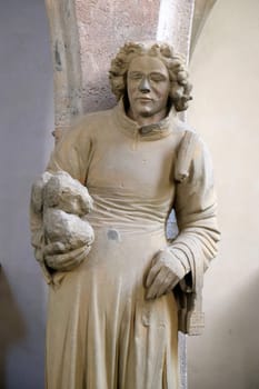 Saint Stephen, statue in the Franciscan Church in Rothenburg ob der Tauber, Bavaria, Germany