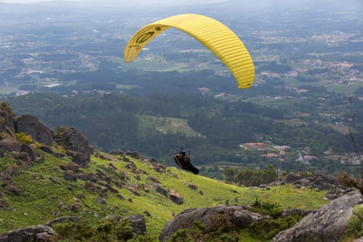CALDELAS, PORTUGAL - JUNE 4: Paragliding Festival Aboua Cup de Caldelas 2016, in the north of Portugal, 4 June, 2016, Caldelas, Portugal.