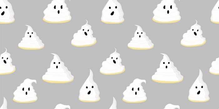 Wrapping paper design. Ghosts pattern seamless. Gray background. Halloween