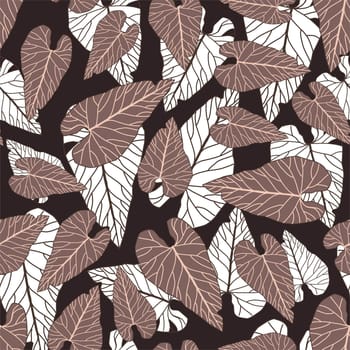 Modern exotic jungle plants illustration pattern. Creative collage contemporary floral seamless pattern. Fashionable template for design.