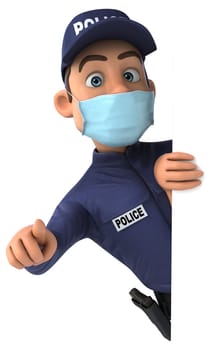 Fun 3D illustration of a cartoon Police Officer