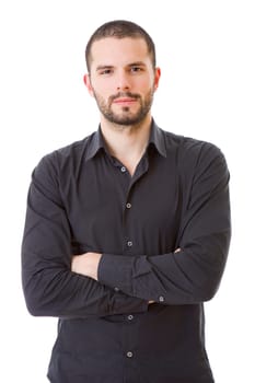 young happy casual man portrait, isolated on white