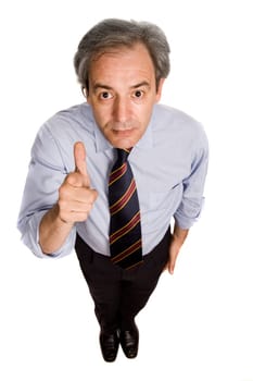 business man going thumbs up, isolated on white
