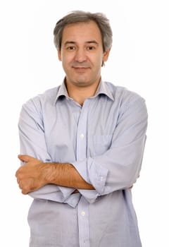 mature happy casual man portrait, isolated on white