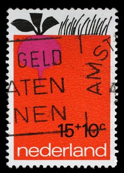 Stamp issued Netherlands shows Child Care, circa 1971.