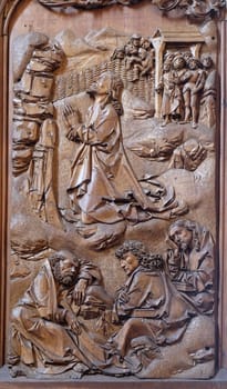 Christ praying in the Garden of Getshemane, altar of the Holy Blood in St James Church in Rothenburg ob der Tauber, Germany