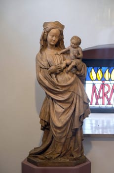 Virgin and Child, statue in the church of St. Agatha in Schmerlenbach, Germany
