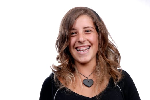 young attractive woman smiling, over white background