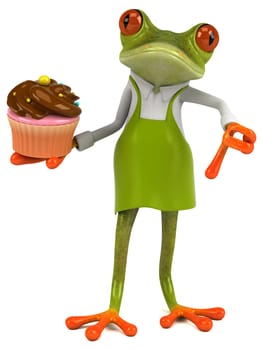 Fun frog gardener - 3D Illustration