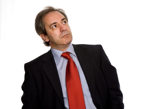 mature business man portrait in white background