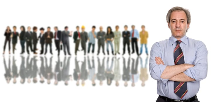 business man in front of a group of people