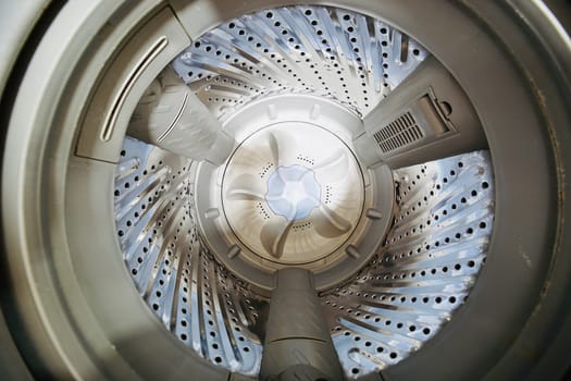 Washing machine internal view. Selective focus