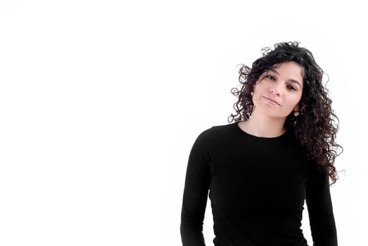 young woman model isolated on white background