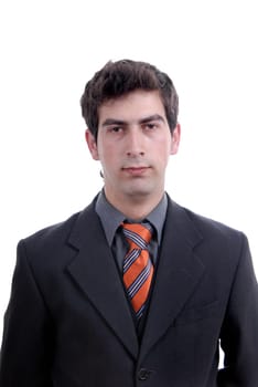 young bored man portrait in white background