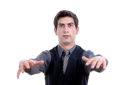 young business man portrait in white background