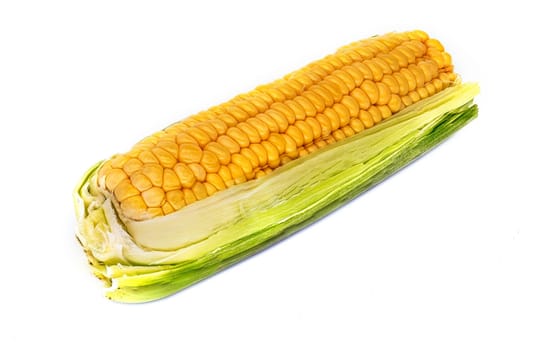 Corn On The Cob, close up of food on white background