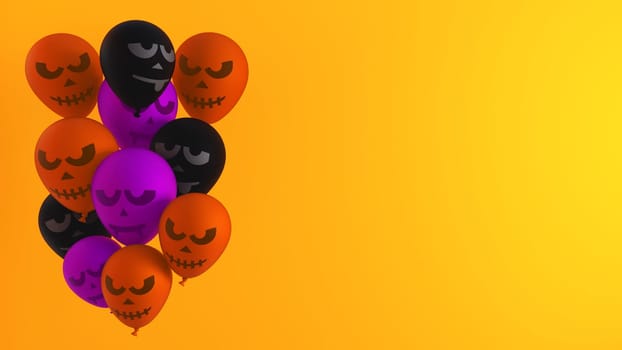 Halloween Balloons Orange Background with Copy Space