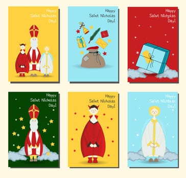 Saint Nicholas, Christian holiday. Set of posters or banners. postcards set Happy saint nicholas day.