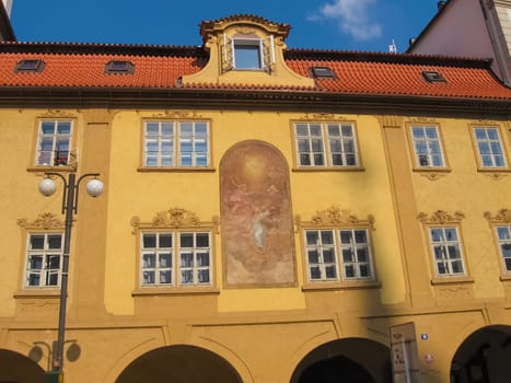 The houses of old architecture in Mala Strana quarter in Prague, Czech Republic