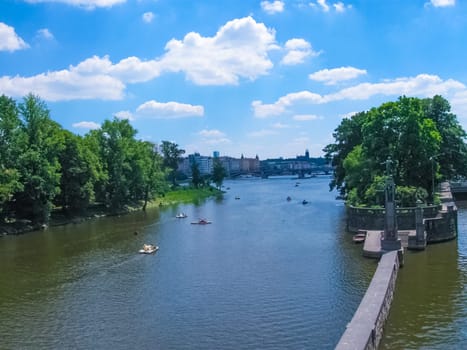 View of old town and Vltava river in Prague, Czech Republic