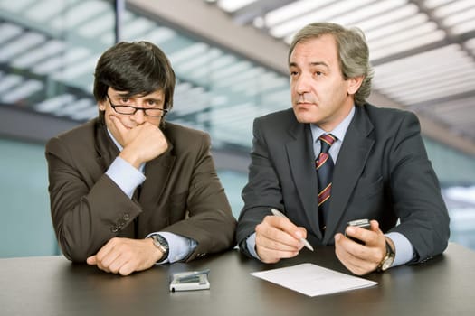business team working at a desk in a modern office