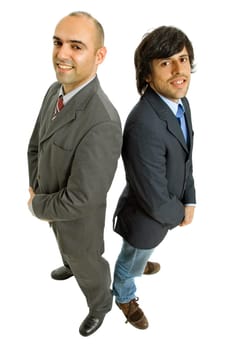 two young businessmen full body, isolated on white